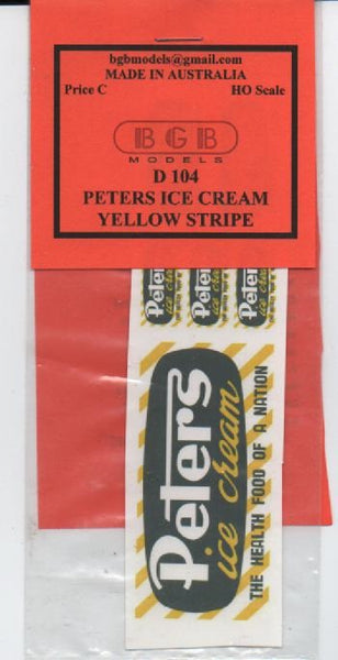 D 104 PETERS ICE CREAM BUILDING DECALS   YELLOW STRIPE 3 SIZES
