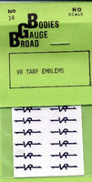 D 308-4 VR tarp emblems small black 4 sheet pack VERY LIMITED SUPPLY