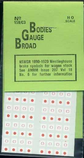 NSW  1890 - 1920 Westinghouse brake symbols D159 $5.00 special